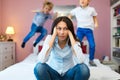 Frustrated mother with childrenÃÂ 